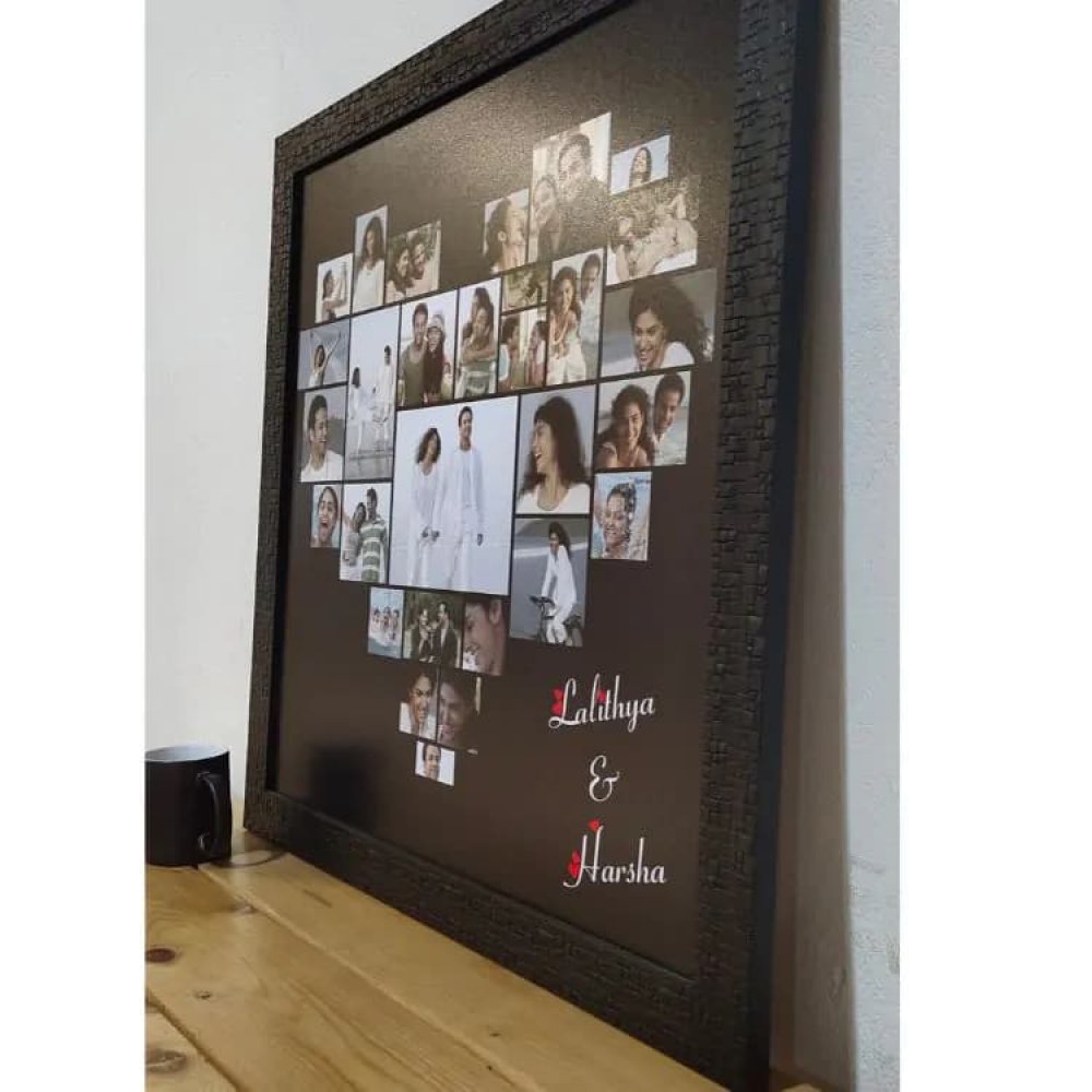 Heart Collage Picture Frame - Black 24x24